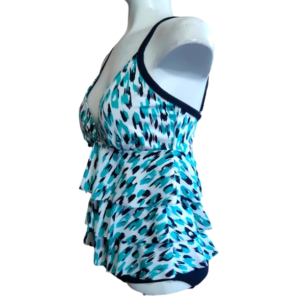 Body Concepts crisp classic splash layered ruffle adjustable strap swim Size 10 - Picture 6 of 12